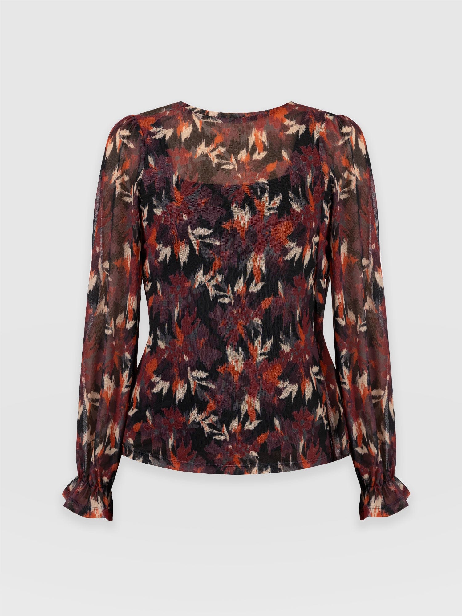 Poppy Mesh Long Sleeve Top Earthy Bloom - Women's Top | Saint + Sofia® EU